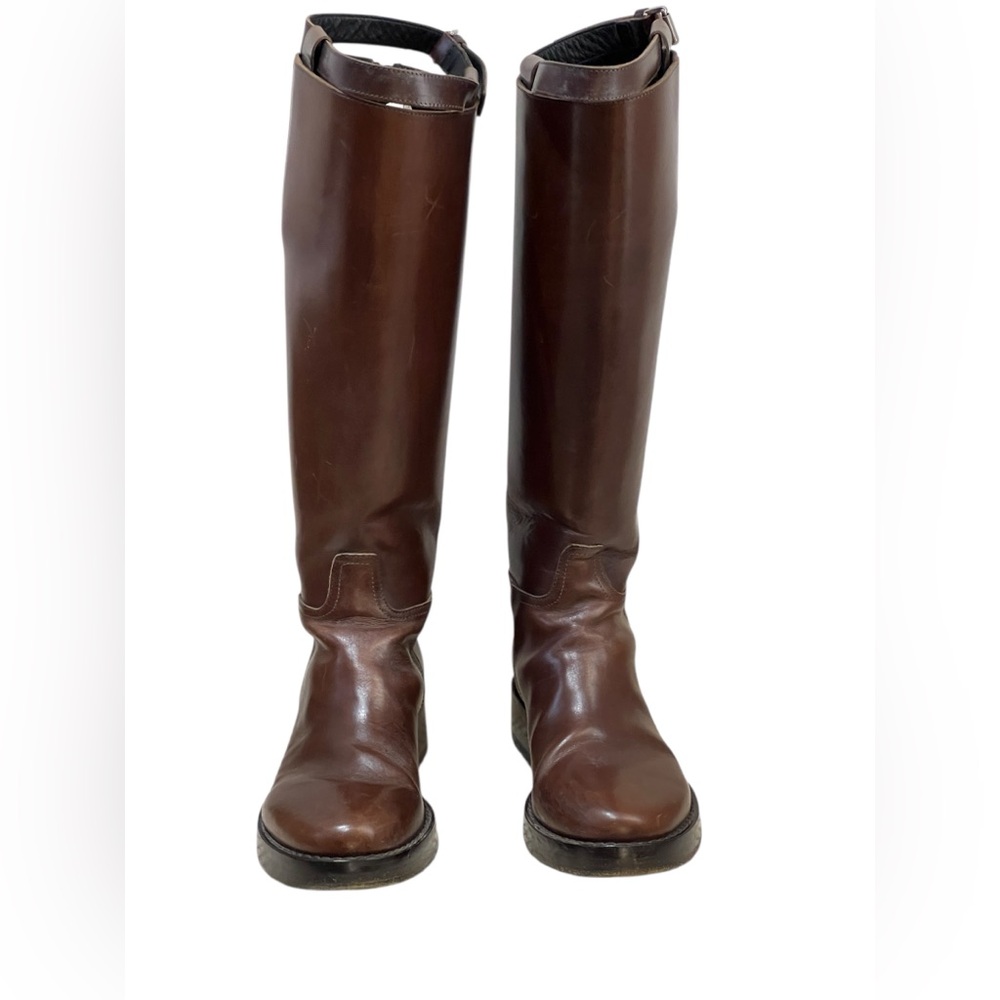 Ann Demeulemeester brown leather riding boots